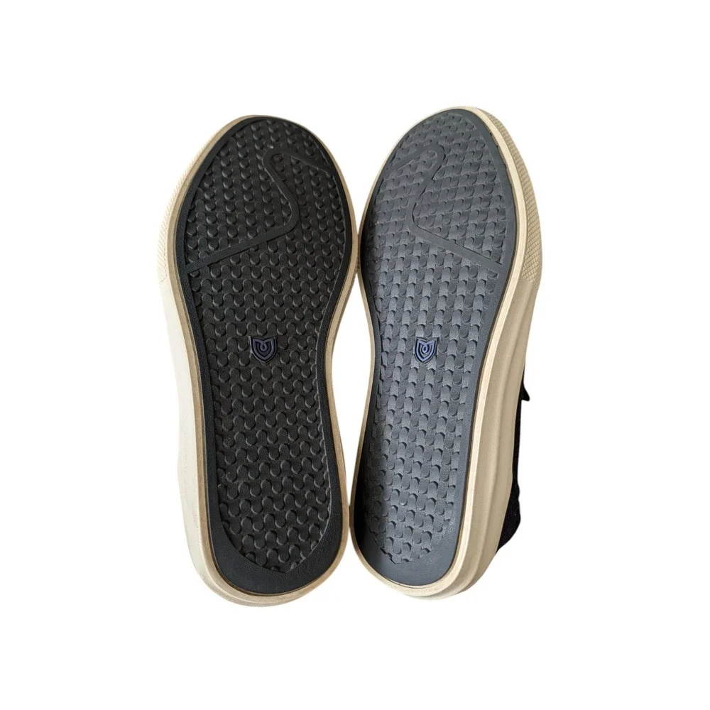 Rothys The City Slip On Sneaker Black Knit Shoes Size 7.5 Womens Comfort
